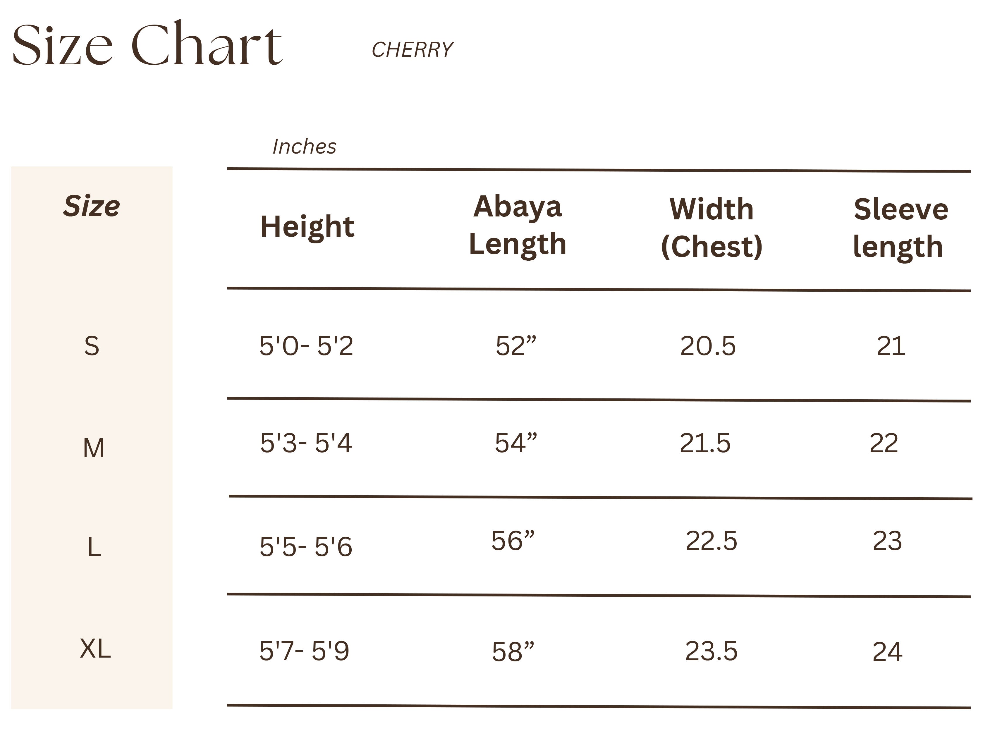 Size chart