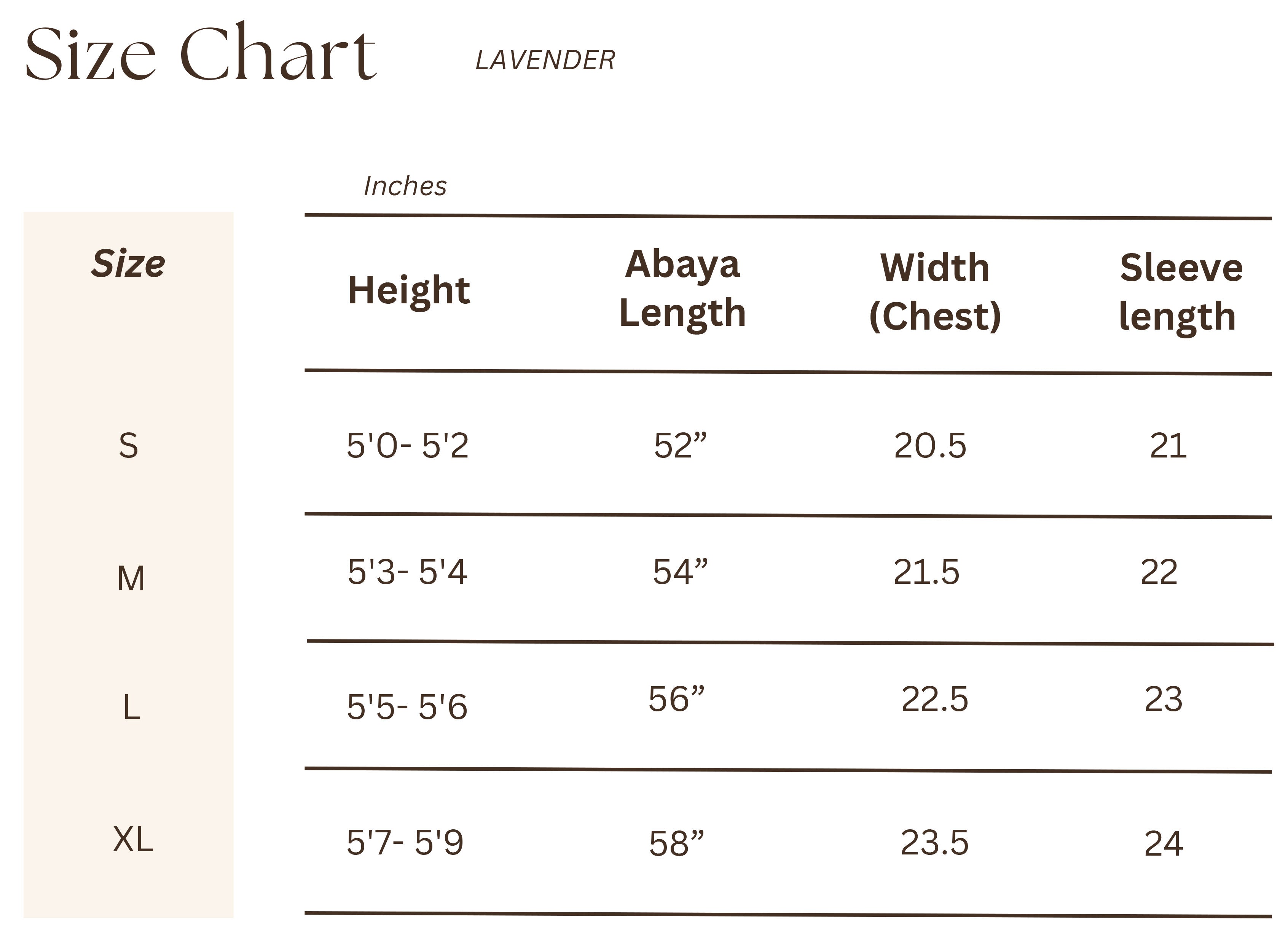 Size chart